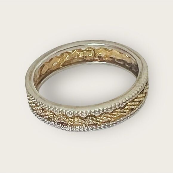 Silver & gold plated mesh design thumb ring size 8 - Picture 6 of 9